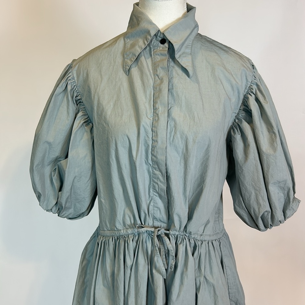 S/W/F | Tranquil Blue Puff Sleeved Drawstring Waist Mini Dress | Small - Picture 3 of 16